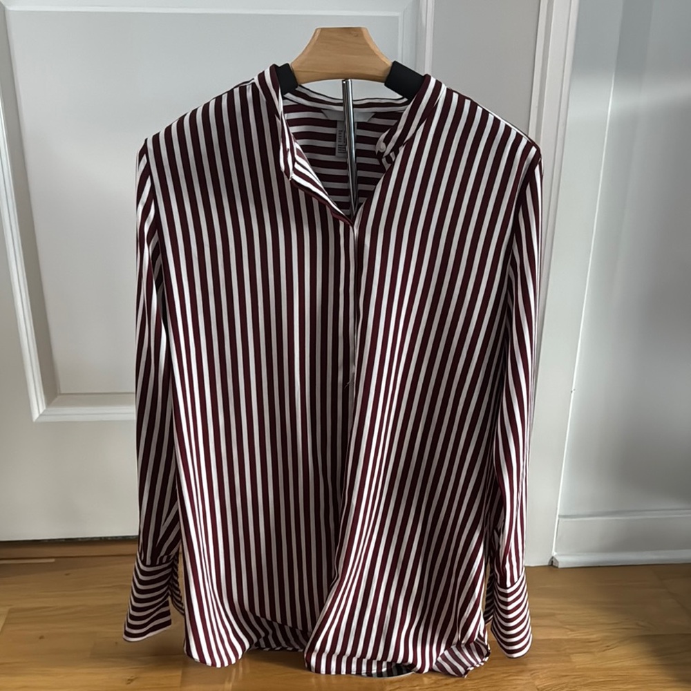 H&M Red and White Long Sleeve Button Down Shirt